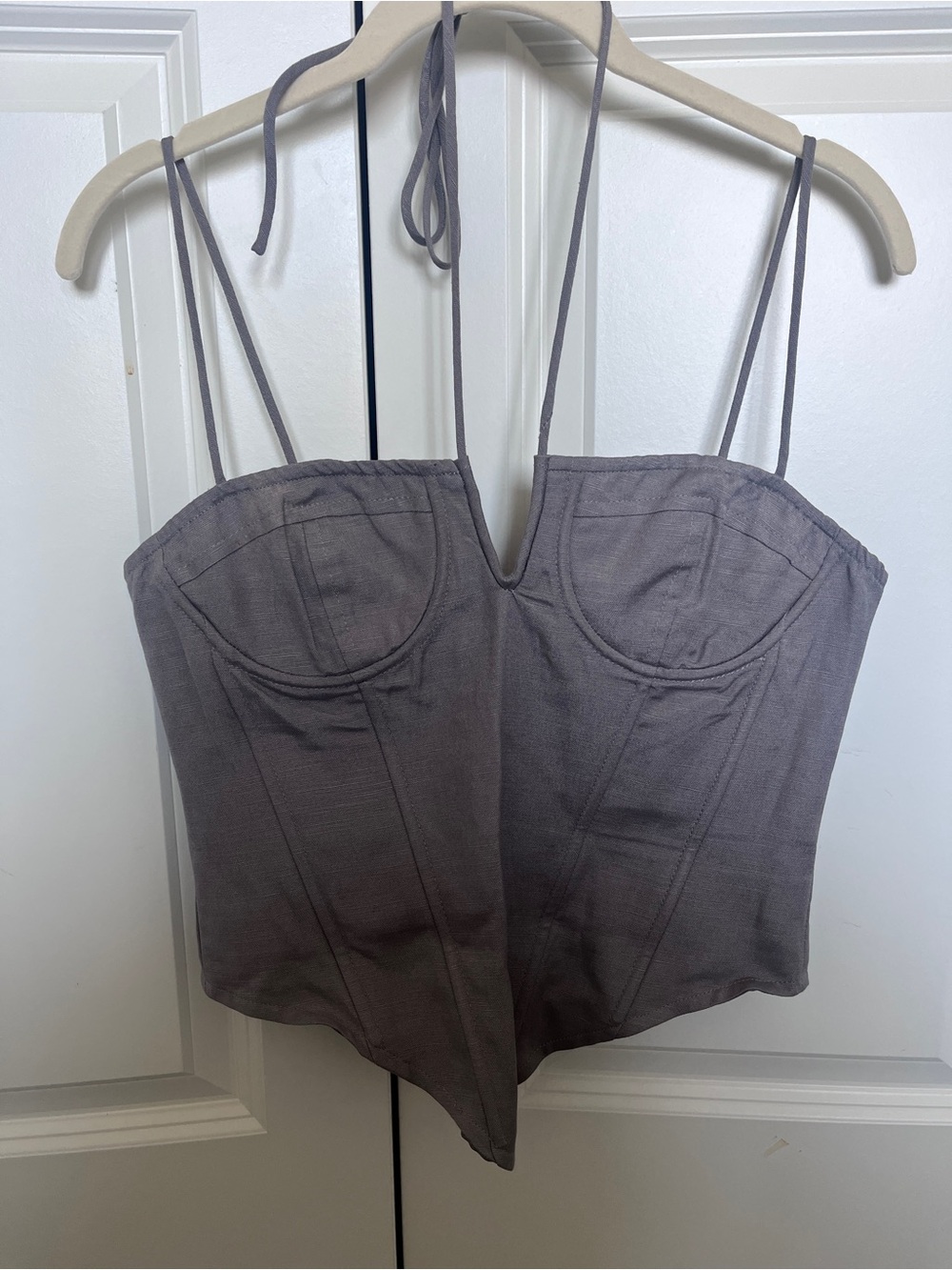 Lioness Silver-Gray Satin Bustier Top